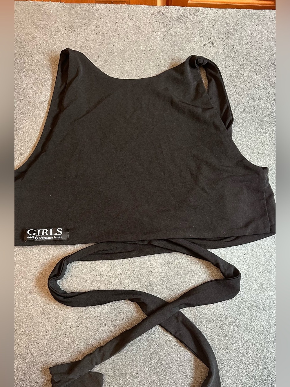 GIRLS Black Crop Wrap Tank Top for Latin dance